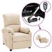 Fauteuil releveur inclinable Crème Tissu 3 - Photo n°1