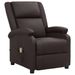 Fauteuil releveur inclinable de massage Marron Cuir véritable - Photo n°1