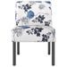 Fauteuil sans accoudoirs bleu tissu avec fleurs - Photo n°3