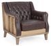 Fauteuil simili cuir marron et pieds en bois Ray - Photo n°1