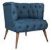 Fauteuil style Chesterfield tissu bleu nuit Wester 75 cm - Photo n°2