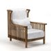 Fauteuil tissu blanc et bois de teck naturel Raza - Photo n°1