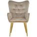 Fauteuil velours beige et pieds métal doré Micyma - Photo n°2