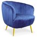 Fauteuil velours bleu et pieds métal doré Boras - Photo n°2