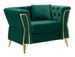 Fauteuil vert velours matelassé élégant Emy - Photo n°1