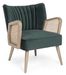 Fauteuil VIRNA – Bois naturel & rotin, assise tissu doux - Photo n°1