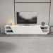 Grand banc TV 2 portes 2 étagères bois blanc Doreza 240 cm - Photo n°2