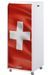 Grand caisson à rideau sur roulettes 3 tiroirs blanc imprimé drapeau Suisse Orga 108 cm - Photo n°1