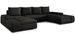 Grand canapé convertible panoramique design simili cuir noir avec coffre de rangement Tino 363 cm - Photo n°1