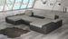 Grand canapé convertible panoramique design tissu gris chiné et simili cuir blanc avec coffre de rangement Tino 363 cm - Photo n°6