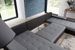 Grand canapé convertible panoramique design tissu gris chiné et simili cuir noir avec coffre de rangement Tino 363 cm - Photo n°4