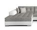 Grand canapé panoramique convertible tissu gris clair chiné et simili cuir blanc Vira 359 cm - Photo n°3