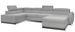 Grand canapé panoramique convertible tissu gris très clair avec coffre Konba 370 cm - Photo n°1