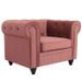 Grand fauteuil chesterfield velours rose Itish - Photo n°1