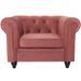 Grand fauteuil chesterfield velours rose Itish - Photo n°2