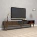 Grand meuble TV en bois noyer et noir effet marbre 2 portes Roma 180 cm - Photo n°4