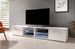 Grand meuble TV lumineux 2 portes blanc et blanc laqué Roxel 200 cm - Photo n°6