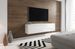 Grand meuble TV sur pied ou mural 2 portes avec Led blanc mat et blanc brillant Prago 160 cm - Photo n°2