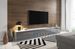Grand meuble TV sur pied ou mural 3 portes avec Led blanc mat et gris brillant Prago 240 cm - Photo n°3