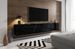 Grand meuble TV sur pied ou mural 3 portes avec Led noir mat et noir brillant Prago 240 cm - Photo n°2