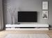 Grand meuble TV suspendu 4 tiroirs bois blanc et blanc laqué Kapan 280 cm - Photo n°2