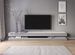 Grand meuble TV suspendu 4 tiroirs bois blanc et gris laqué Kapan 280 cm - Photo n°2