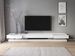 Grand meuble TV suspendu 4 tiroirs bois blanc et gris laqué Kapan 280 cm - Photo n°4
