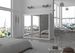 Grande armoire de chambre moderne 3 portes coulissantes blanches et miroir Douko 250 cm - Photo n°3