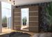 Grande armoire de chambre à coucher 3 portes coulissantes marron et alu avec miroir Cindy 250 cm - Photo n°2
