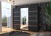 Grande armoire de chambre à coucher 3 portes coulissantes noir et alu avec miroir Cindy 250 cm - Photo n°2