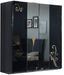 Grande armoire de chambre design 3 portes coulissantes bois laqué noir et doré Jade 270 cm - Photo n°1