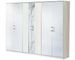 Grande armoire de chambre design 6 portes battantes bois blanc laqué et effet marbre Krystal 270 cm - Photo n°1