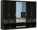 Grande armoire de chambre design 6 portes battantes bois laqué noir Turin 272 cm - Photo n°1