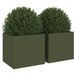 Jardinières 2 pcs vert olive 32x30x29 cm acier laminé à froid - Photo n°4