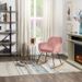 JENS Fauteuil Rocking Chair - Velours Vieux rose - Pieds hetre naturel - L 63 x P 75 x H 80 cm - Photo n°2