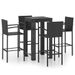 Jeu de bar de jardin 5 pcs avec accoudoirs Résine tressée Noir - Photo n°1