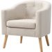 JOYCE Fauteuil pieds bois Hévéa massif - Tissu effet feutrine - Coloris lin - Scandinave - L 70 x P 64 cm - Photo n°1