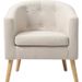 JOYCE Fauteuil pieds bois Hévéa massif - Tissu effet feutrine - Coloris lin - Scandinave - L 70 x P 64 cm - Photo n°2