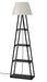 Lampadaire 4 étagères tissu beige clair et bois anthracite Kasper 165 cm - Photo n°1
