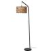 Lampadaire Abat-jour en rotin - Pieds métal noir - D34 x H20 cm - JACINTHE - Photo n°1