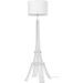 Lampadaire Eiffel 139 cm - Tissu chic et pied métal blanc - Photo n°1