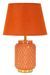 Lampe de table carrée orange design losanges relief moderne - Photo n°1