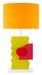Lampe de table design bois esprit futuriste et abat-jour orange CARLA - Photo n°1