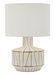 Lampe de table design céramique blanche motif doré géométrique TANGERI - Photo n°1