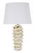 Lampe de table design céramique effet ruche blanc et doré GLAM SPACE - Photo n°1