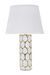 Lampe de table Glam Carv design céramique blanche et dorée relief géométrique - Photo n°1