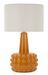 Lampe de table moutarde design céramique relief 3D et abat-jour blanc GRESS - Photo n°1