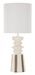 Lampe de table sculpturale design blanc et doré à motifs gravés TAL - Photo n°1