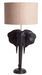 Lampe de table tissu beige et pied teck massif noir Elefantoo - Photo n°1