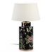 Lampe de table tissu blanc et céramique noir à motif Souly - Photo n°1